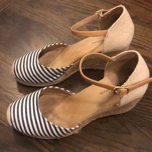 ⭐️ 2 for $20 Navy Blue Striped Wedges